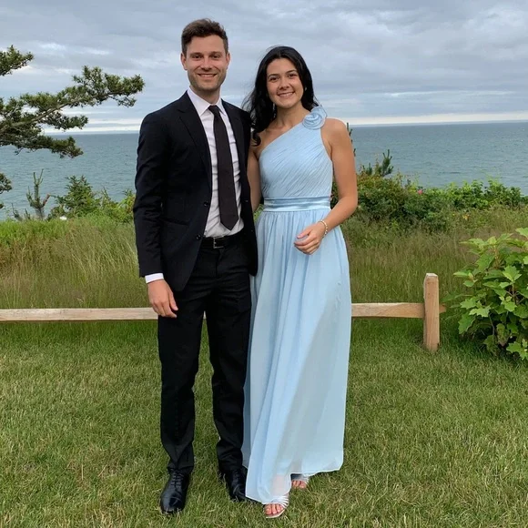 Hebeos | Dresses | Nwt Hebeos Oneshoulder Handmade Flower Long Chiffon Bridesmaid  Dress Size 6 | Poshmark